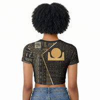 Egypt Akhet Raglan Cropped T shirt Ancient Mythology Horizon Sun Disk