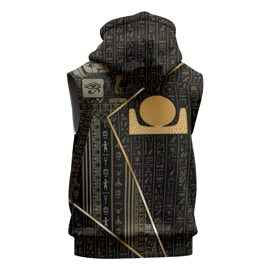 Egypt Akhet Sleeveless Zip Hoodie Ancient Mythology Horizon Sun Disk
