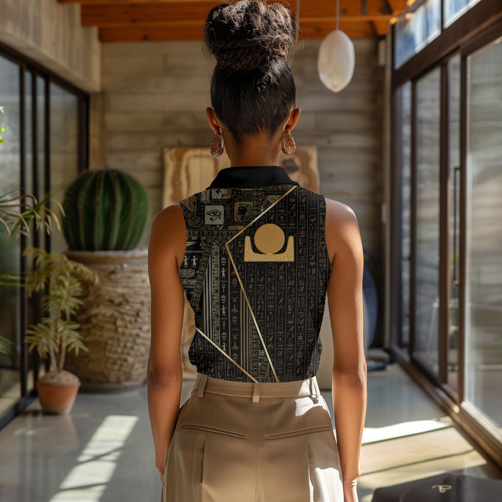 Egypt Akhet Women Sleeveless Polo Shirt Ancient Mythology Horizon Sun Disk