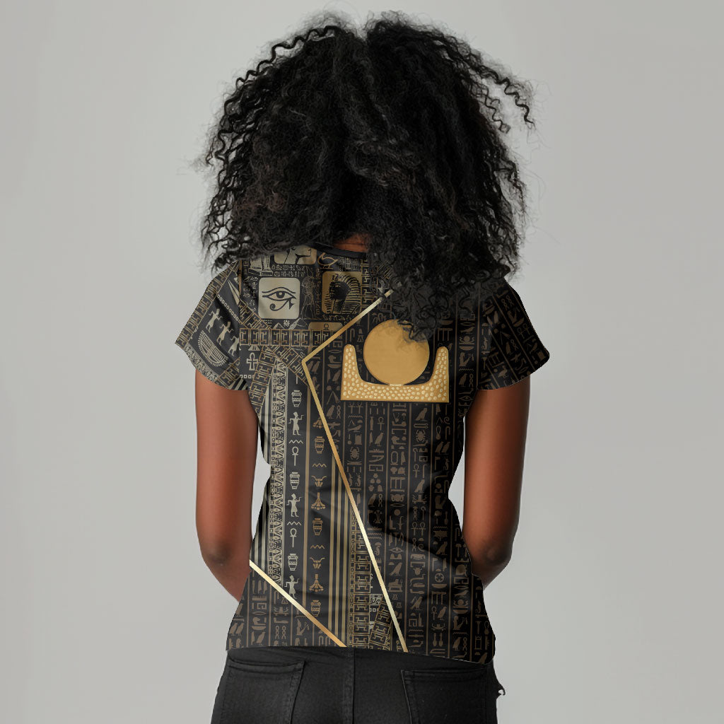 Egypt Akhet Women V-Neck T-Shirt Ancient Mythology Horizon Sun Disk