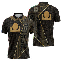 Egypt Akhet Zipper Polo Shirt Ancient Mythology Horizon Sun Disk