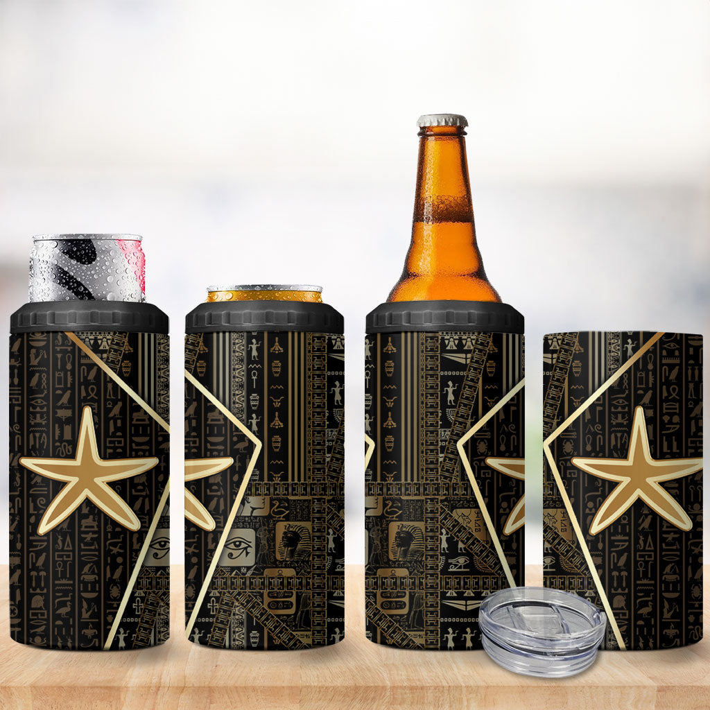 Egypt Seba 4 in 1 Can Cooler Tumbler Ancient Mythology Golden Star Royal