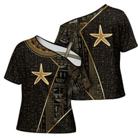 Egypt Seba Cross Shoulder Shirt Ancient Mythology Golden Star Royal