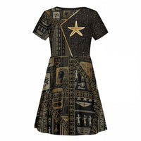 Egypt Seba Kid Short Sleeve Dress Ancient Mythology Golden Star Royal