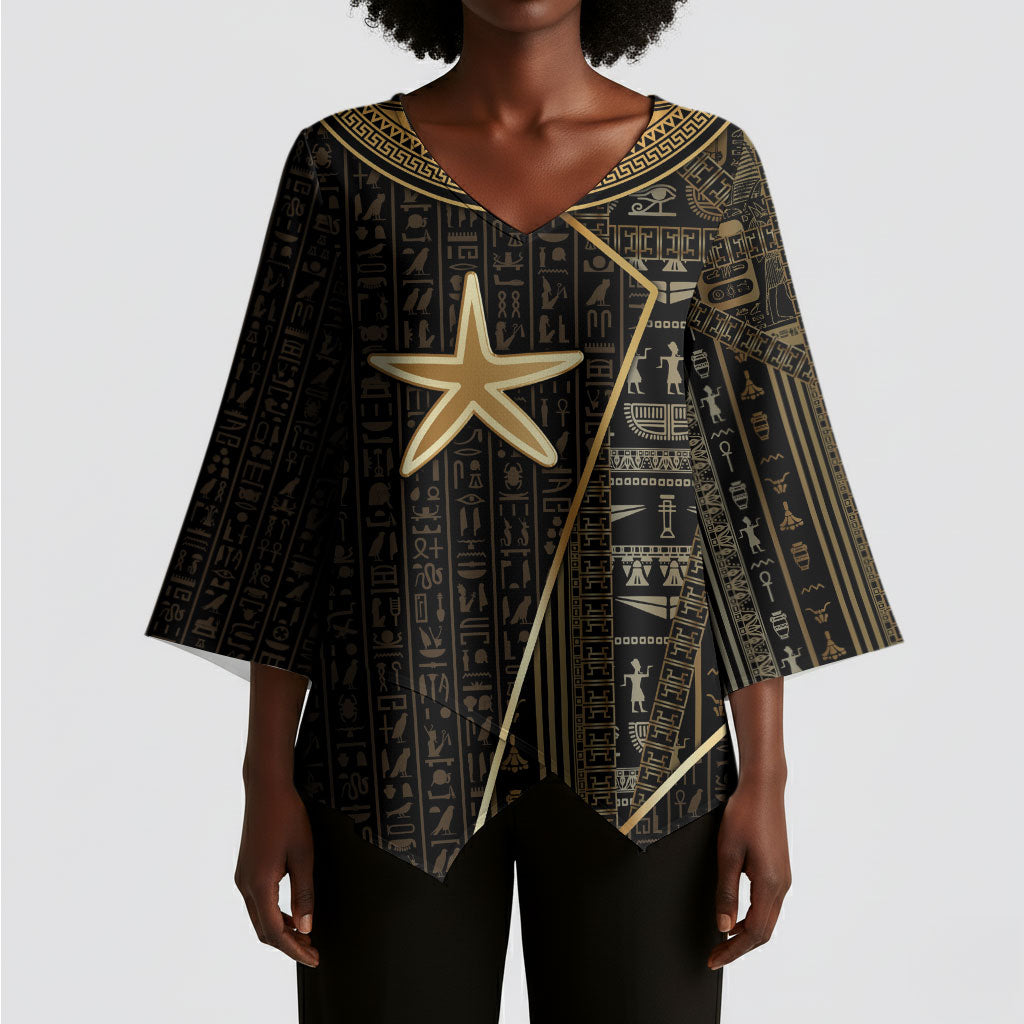Egypt Seba Kimono Sleeve Blouse Ancient Mythology Golden Star Royal