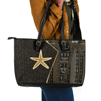 Egypt Seba Leather Tote Bag Ancient Mythology Golden Star Royal
