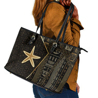 Egypt Seba Leather Tote Bag Ancient Mythology Golden Star Royal