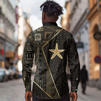 Egypt Seba Long Sleeve Button Shirt Ancient Mythology Golden Star Royal