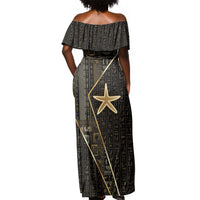 Egypt Seba Off Shoulder Maxi Dress Ancient Mythology Golden Star Royal