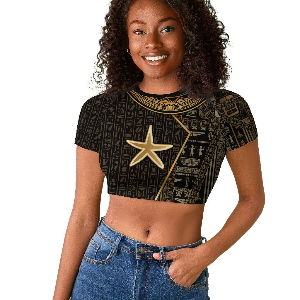 Egypt Seba Raglan Cropped T shirt Ancient Mythology Golden Star Royal