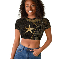 Egypt Seba Raglan Cropped T shirt Ancient Mythology Golden Star Royal
