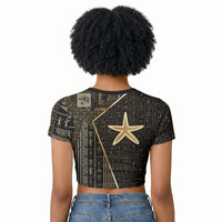Egypt Seba Raglan Cropped T shirt Ancient Mythology Golden Star Royal