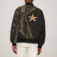 Egypt Seba Sleeve Zip Bomber Jacket Ancient Mythology Golden Star Royal