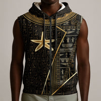 Egypt Seba Sleeveless Zip Hoodie Ancient Mythology Golden Star Royal