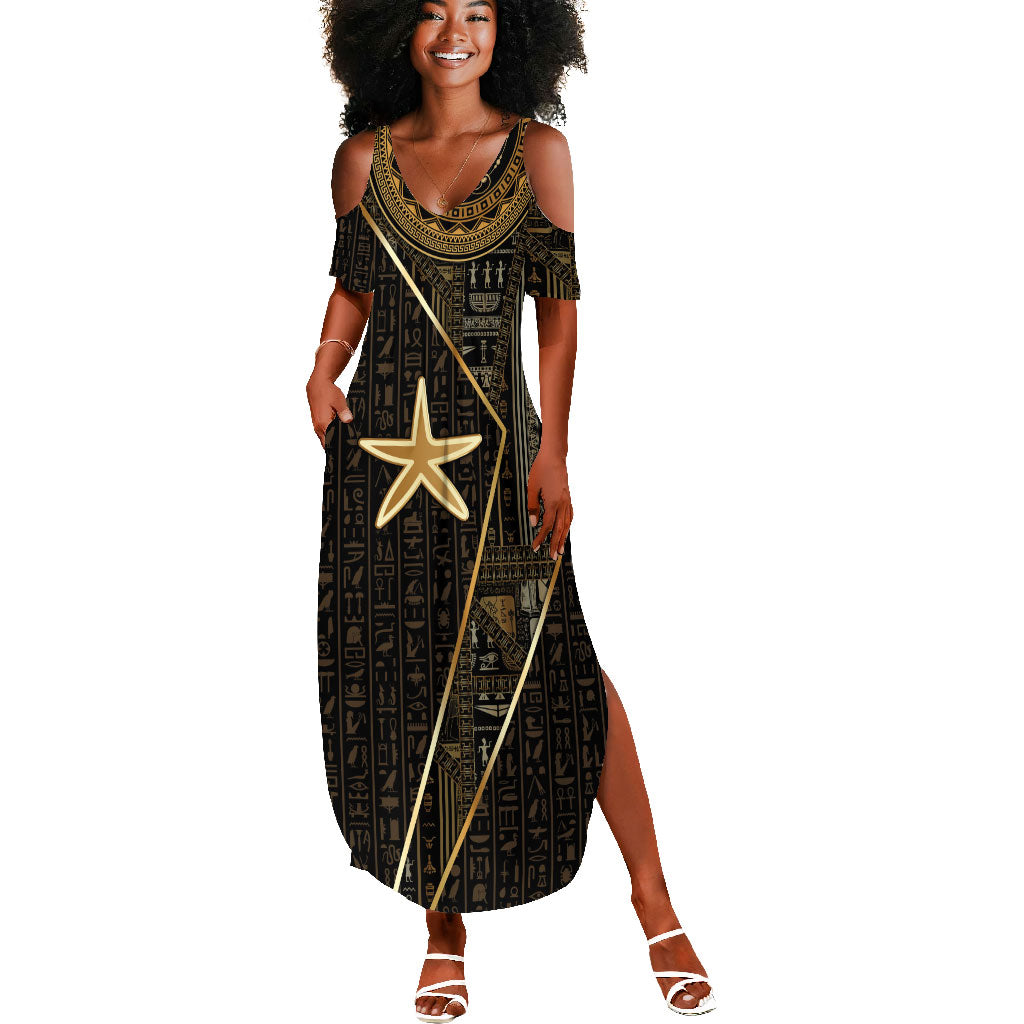 Egypt Seba Summer Maxi Dress Ancient Mythology Golden Star Royal