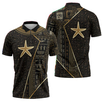 Egypt Seba Zipper Polo Shirt Ancient Mythology Golden Star Royal