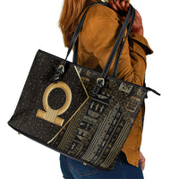 Egypt Shen Ring Leather Tote Bag Ancient Mythology Eternally Protecting