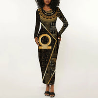 Egypt Shen Ring Long Sleeve Bodycon Dress Ancient Mythology Eternally Protecting