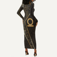 Egypt Shen Ring Long Sleeve Bodycon Dress Ancient Mythology Eternally Protecting