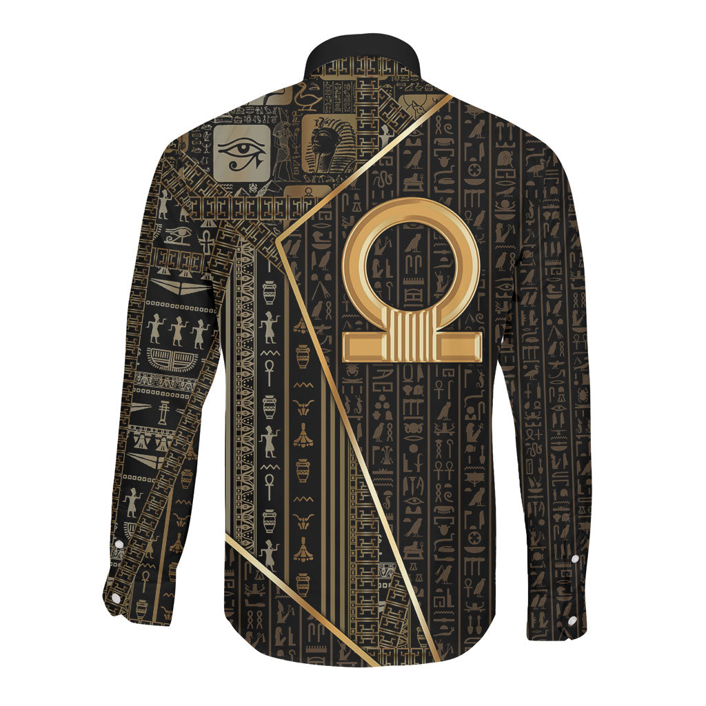 Egypt Shen Ring Long Sleeve Button Shirt Ancient Mythology Eternally Protecting