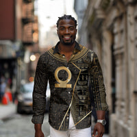 Egypt Shen Ring Long Sleeve Button Shirt Ancient Mythology Eternally Protecting