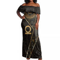 Egypt Shen Ring Off Shoulder Maxi Dress Ancient Mythology Eternally Protecting