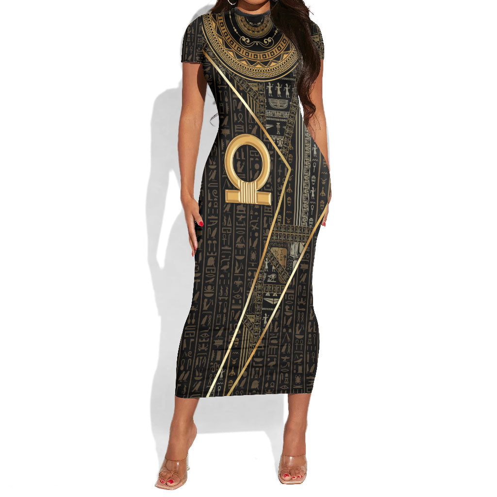 Egypt Shen Ring Short Sleeve Bodycon Dress Ancient Mythology Eternally Protecting