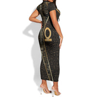 Egypt Shen Ring Short Sleeve Bodycon Dress Ancient Mythology Eternally Protecting