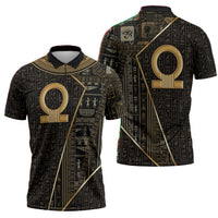 Egypt Shen Ring Zipper Polo Shirt Ancient Mythology Eternally Protecting