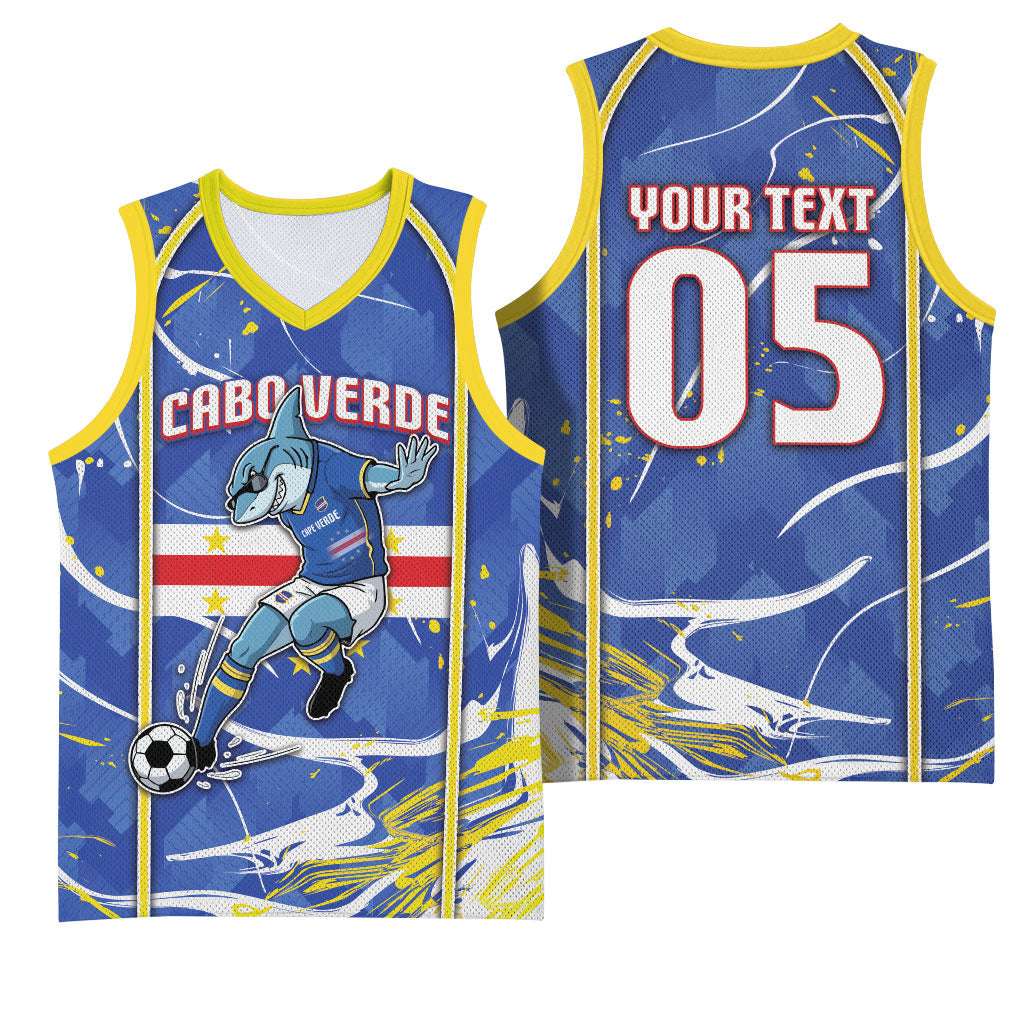 Custom Cape Verde Basketball Jersey Blue Shark National Flag