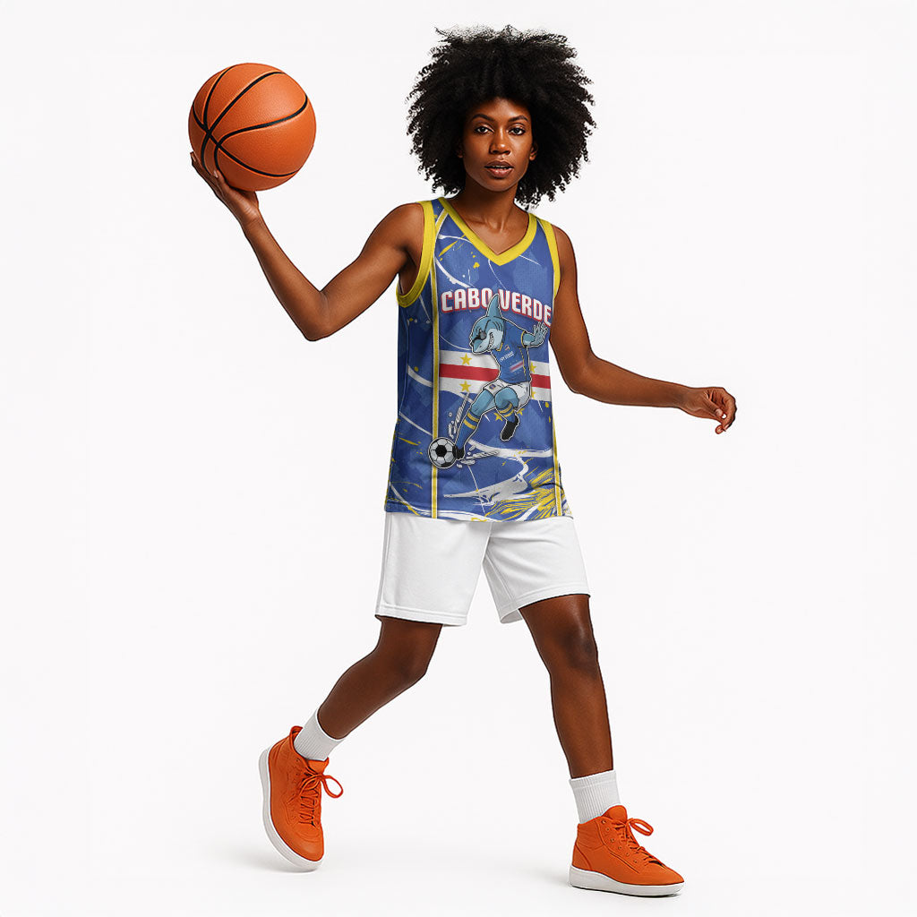 Custom Cape Verde Basketball Jersey Blue Shark National Flag