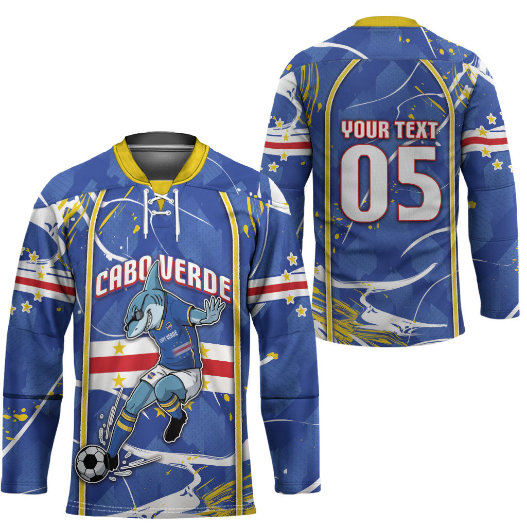 Custom Cape Verde Hockey Jersey Blue Shark National Flag