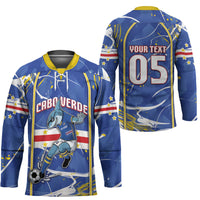 Custom Cape Verde Hockey Jersey Blue Shark National Flag