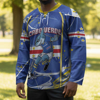 Custom Cape Verde Hockey Jersey Blue Shark National Flag