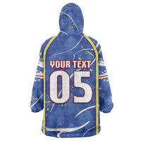 Custom Cape Verde Kid Wearable Blanket Hoodie Blue Shark National Flag