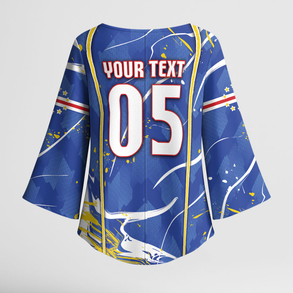 Custom Cape Verde Kimono Sleeve Blouse Blue Shark National Flag