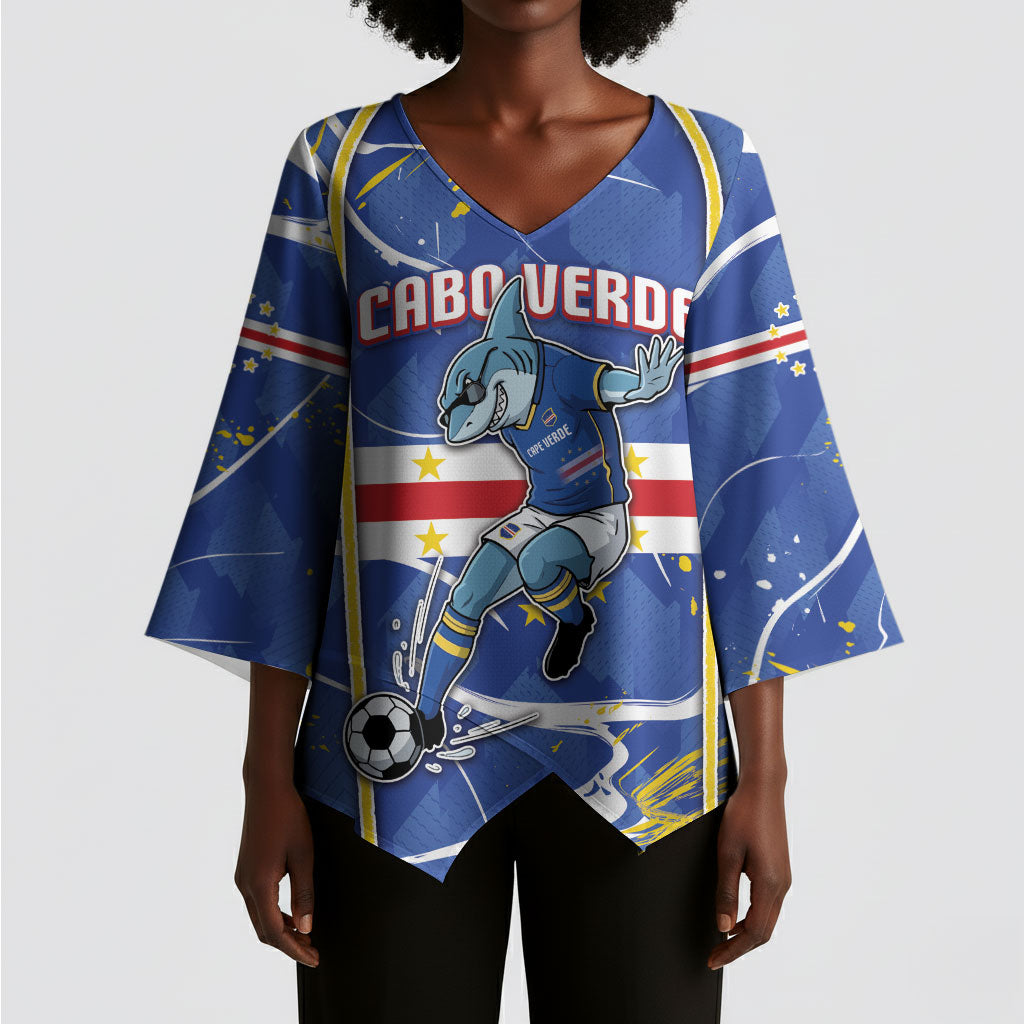 Custom Cape Verde Kimono Sleeve Blouse Blue Shark National Flag