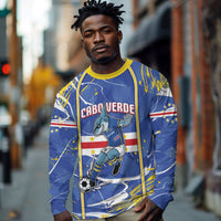 Custom Cape Verde Long Sleeve Shirt Blue Shark National Flag