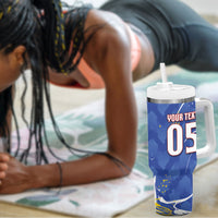 Custom Cape Verde Tumbler With Handle Blue Shark National Flag