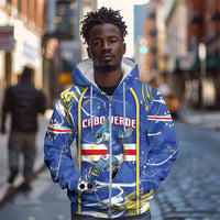 Custom Cape Verde Zip Hoodie Blue Shark National Flag