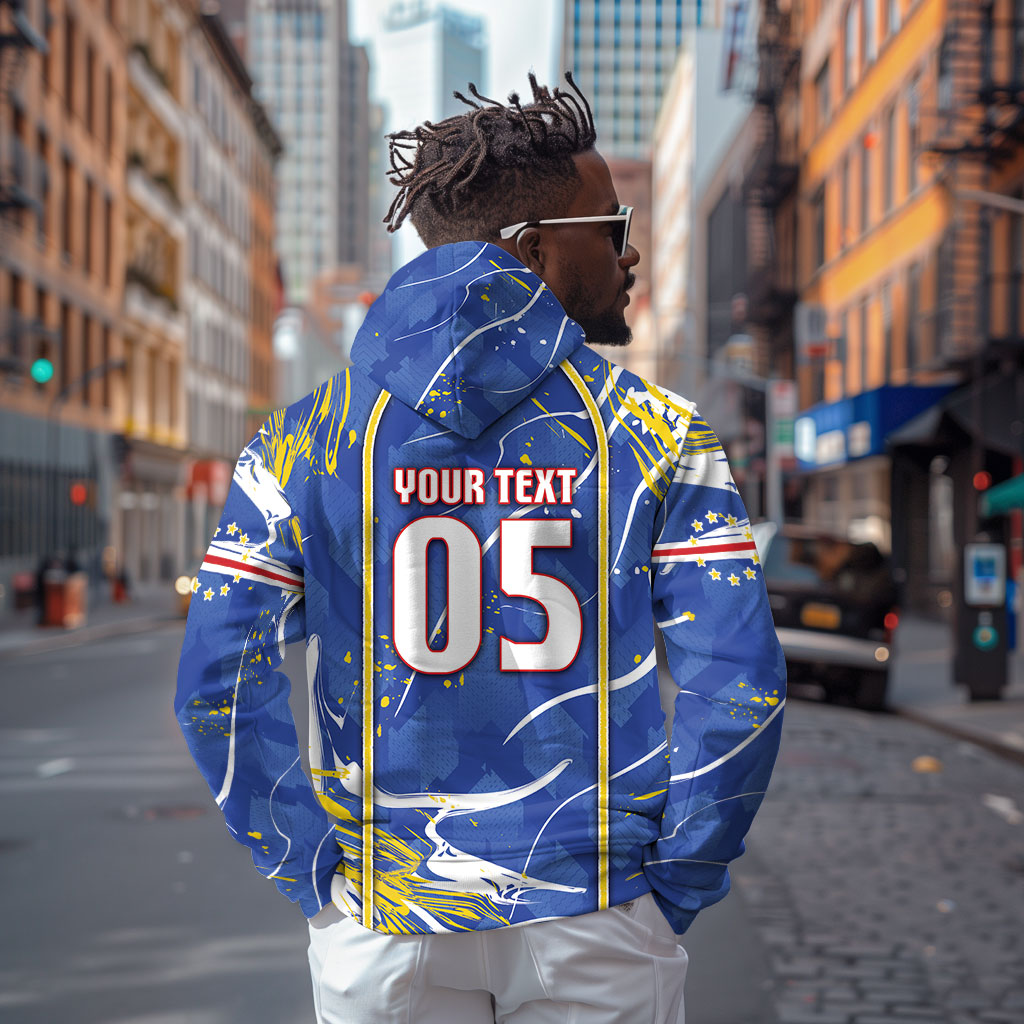 Custom Cape Verde Zip Hoodie Blue Shark National Flag