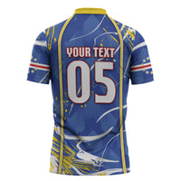 Custom Cape Verde Zipper Polo Shirt Blue Shark National Flag