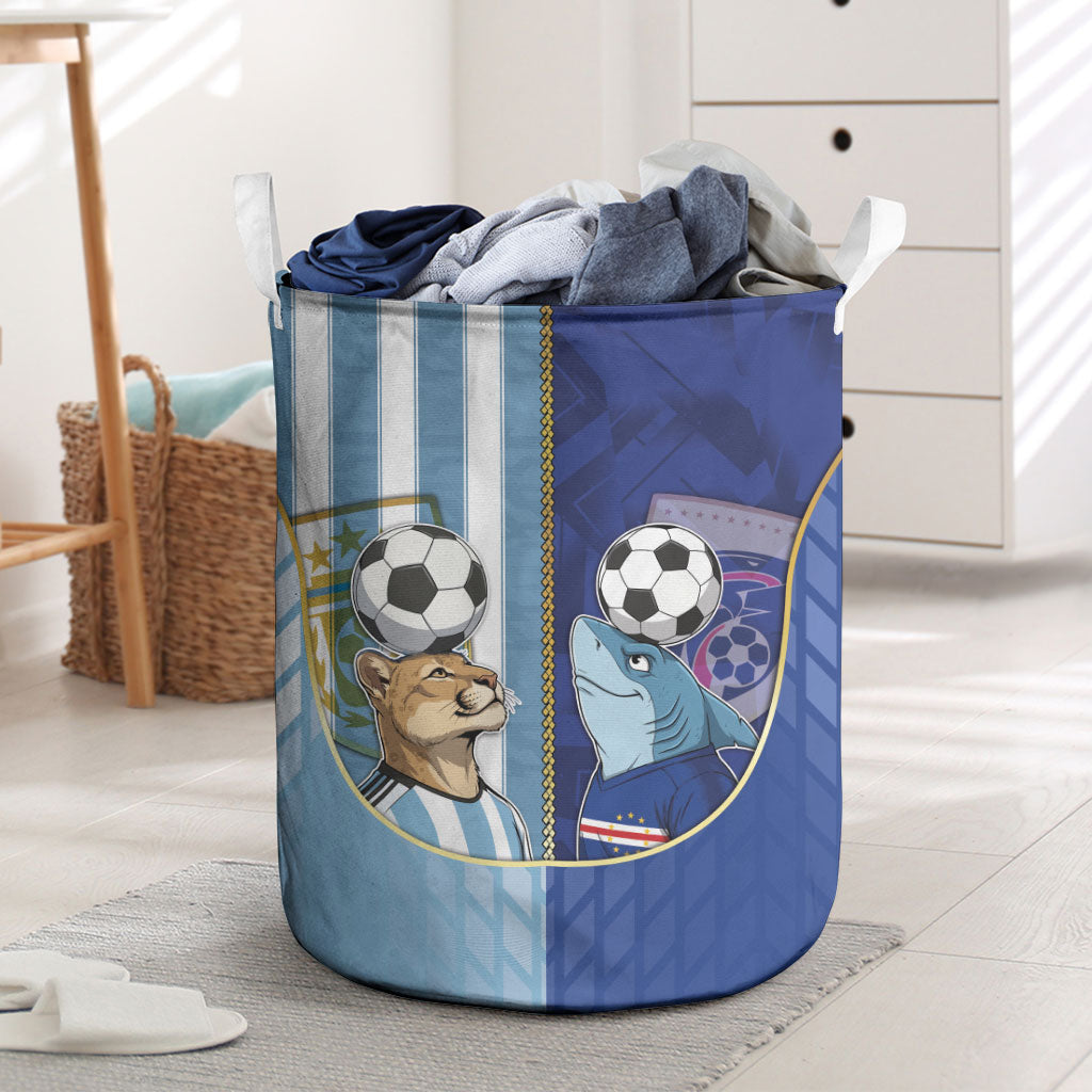 Argentine And Cape Verde Football Laundry Basket Split Flag Puma Shark Soccer