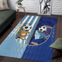Argentine And Cape Verde Football Area Rug Split Flag Puma Shark Soccer