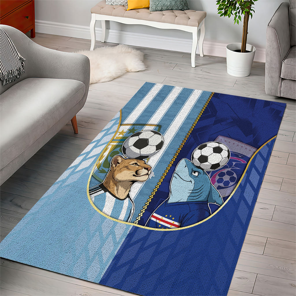 Argentine And Cape Verde Football Area Rug Split Flag Puma Shark Soccer