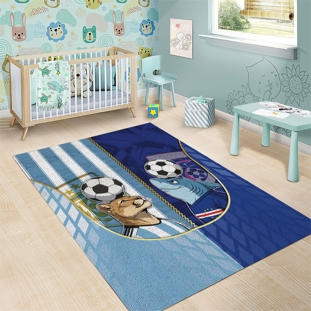Argentine And Cape Verde Football Area Rug Split Flag Puma Shark Soccer