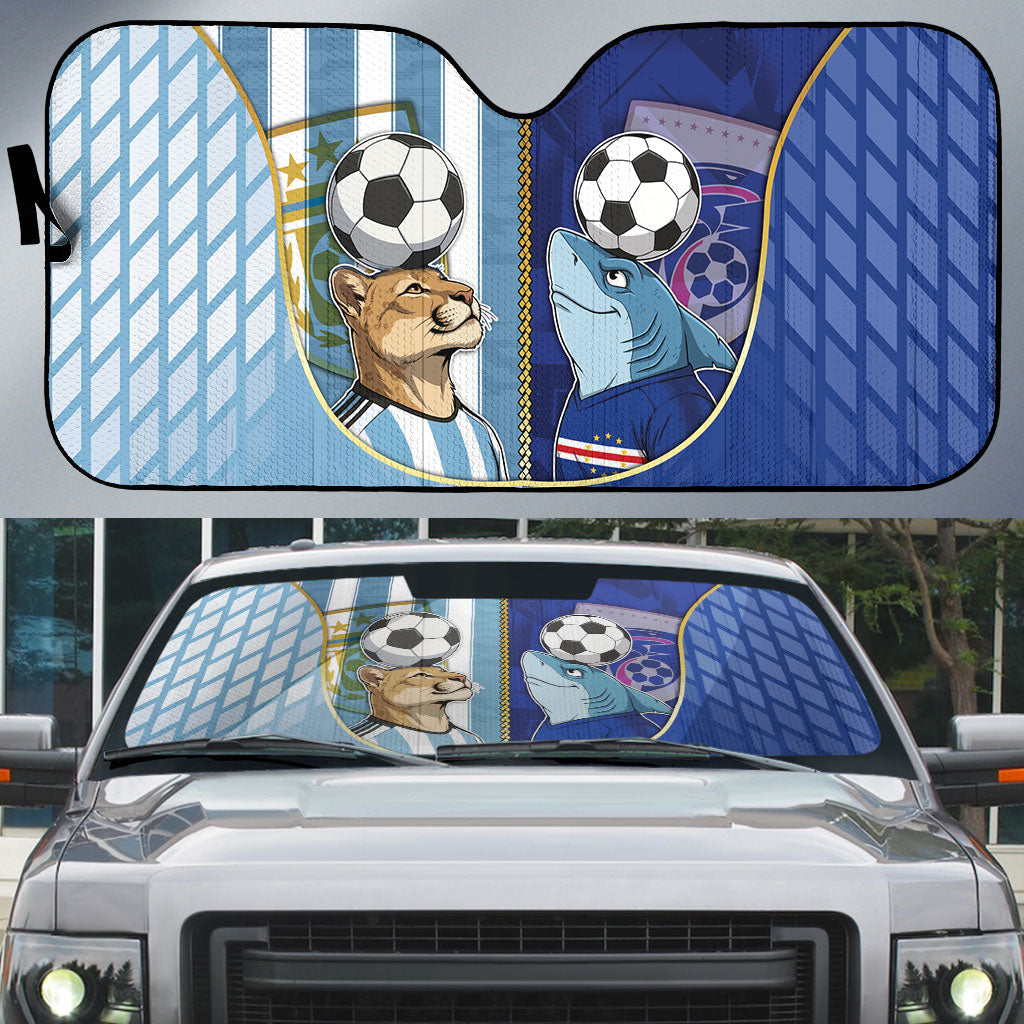 Argentine And Cape Verde Football Auto Sun Shade Split Flag Puma Shark Soccer