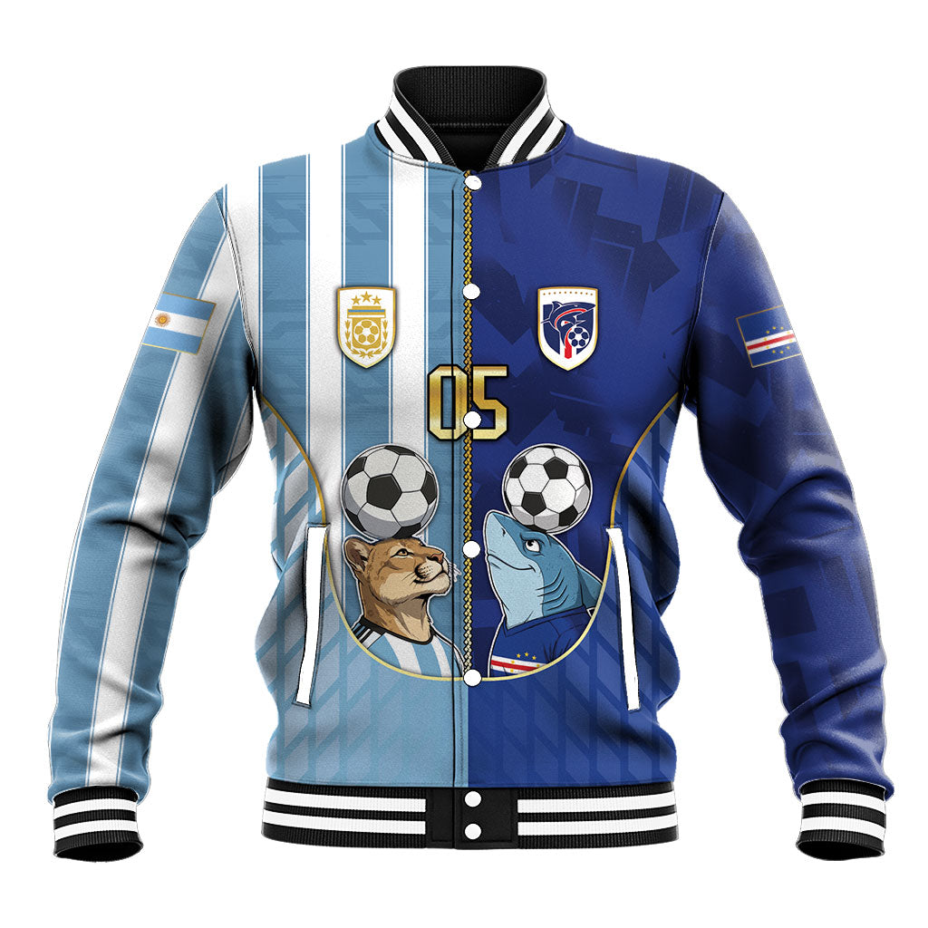 Custom Argentine And Cape Verde Football Baseball Jacket Split Flag Puma Shark Soccer