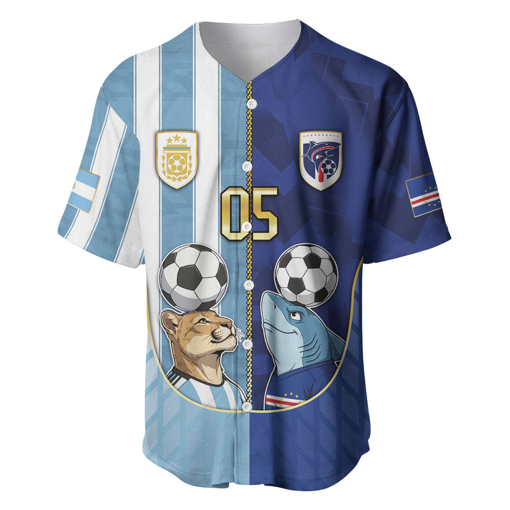 Custom Argentine And Cape Verde Football Baseball Jersey Split Flag Puma Shark Soccer