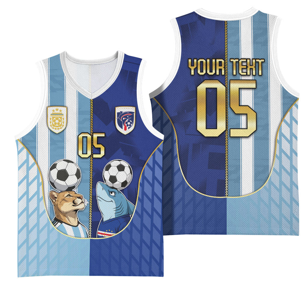 Custom Argentine And Cape Verde Football Basketball Jersey Split Flag Puma Shark Soccer